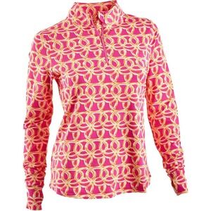 IBKUL Womens‎ Shiloh Quarter Zip Top Small Pink UPF Vent Mesh Golf Tennis Resort